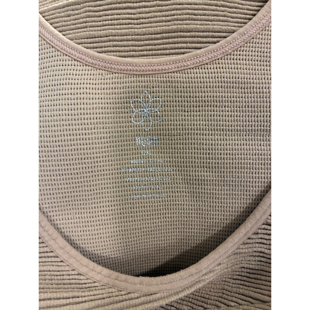 Aura Ribbed Bodycon Tank Dress Tan Ruched Seamless L/XL - Picture 3 of 3